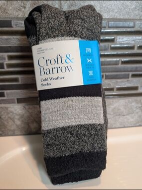 Croft & Barrow Gray and Black Striped Cold Weather Socks